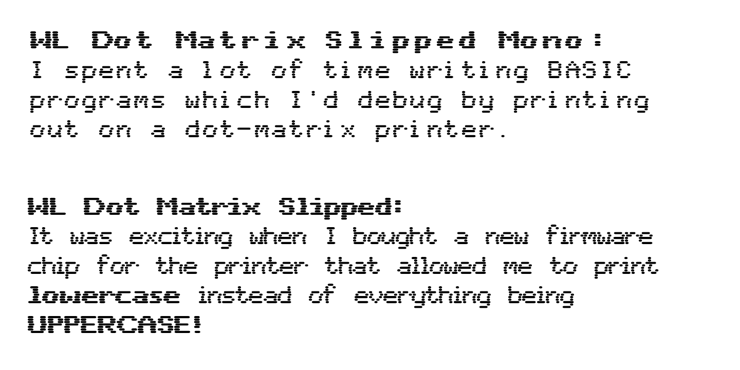 Пример шрифта WL Dot Matrix Slipped Mono Regular